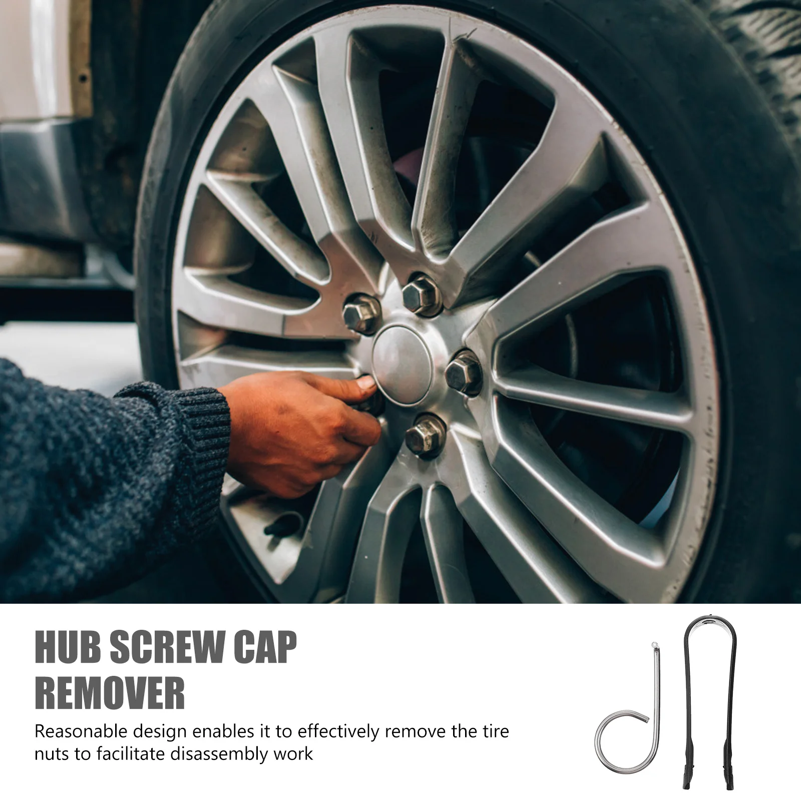 

2 set Tire Hook For Hub Bolt Removal Heavy Duty Wheel Screw Extractor Easy To Remove Anti- Nut Cap Fastener