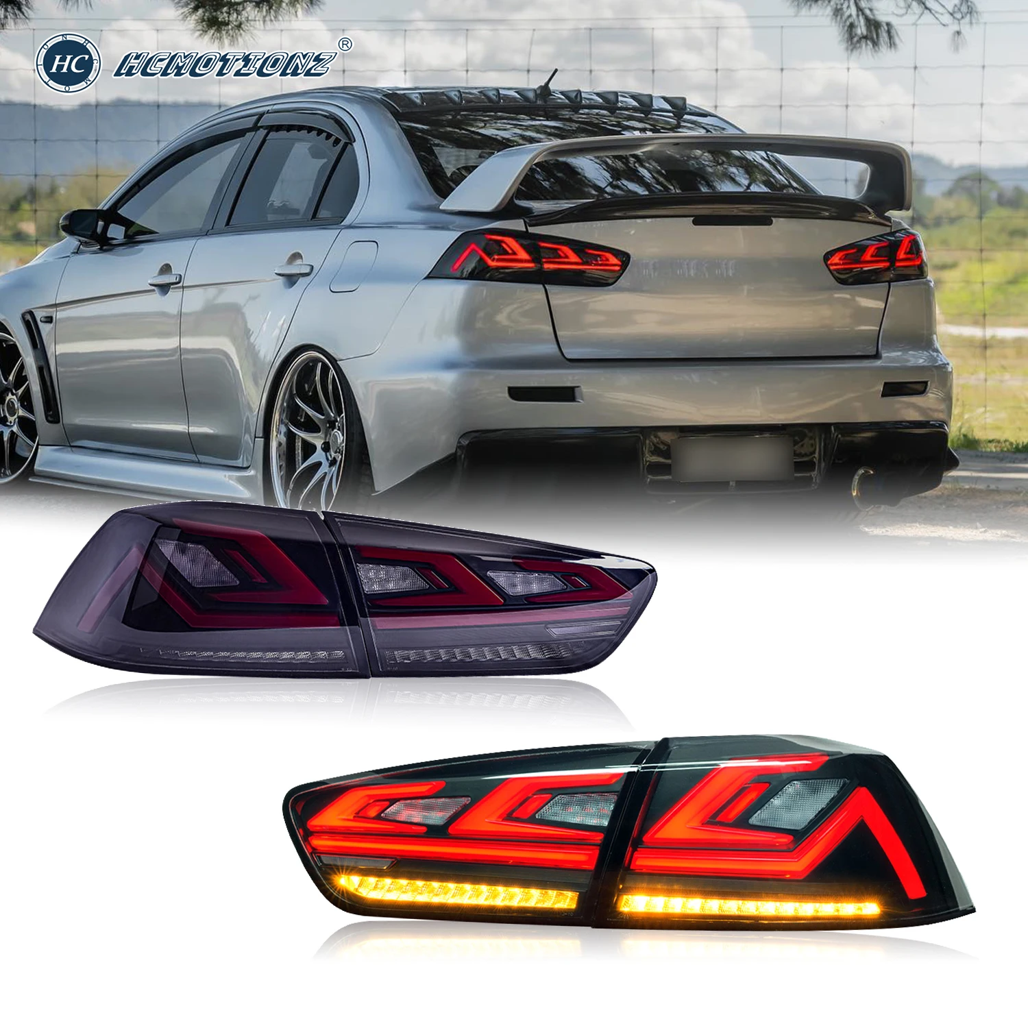 

HCMOTIONZ LED Taillights For Mitsubishi Lancer 2008-2017 E-mark EX EVO DRL Start UP Animation Sequential Signal Lamps Assembly