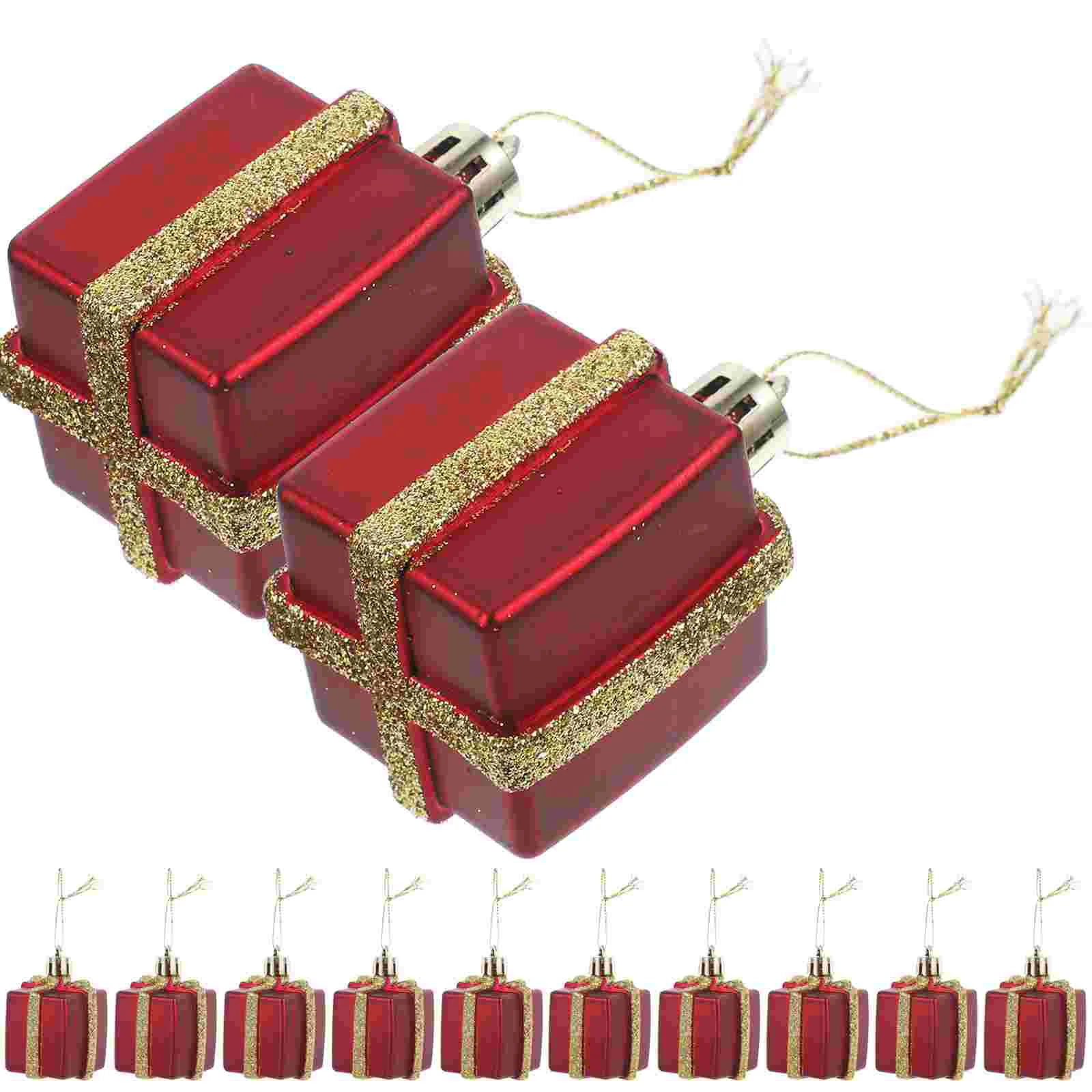 ของขวัญตกแต่งคริสต์มาสกล่องทาสี 5 ซม. 12 ชิ้นจี้ต้นไม้ (เบอร์กันดี) Xmas Party Props ตกแต่ง
