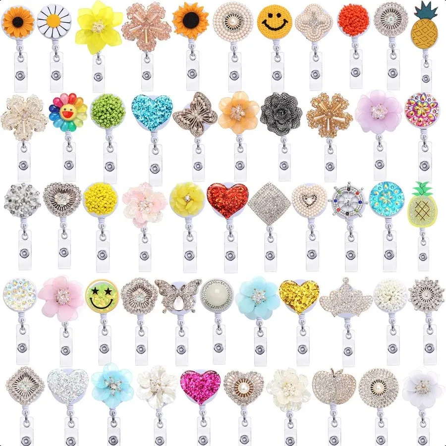 

Badge Reel Retractable Badge Holder with Alligator Clip Cute Badge Clip for ID Card Holders 24 Wire Cord Pack of 15 Randomly