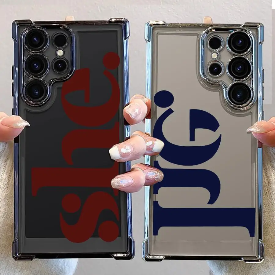 Capa para samsung galaxy s21 plus s24 s23 s20 fe s25 borda s22 ultra macia capa de telefone carta ele & ela estilo casal