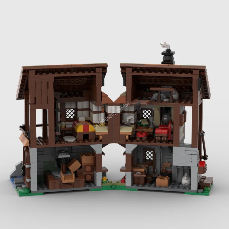 1000 pz Moc Villaggio Medievale Mulino Acqua Architettura Modulare Castello Case Building Blocks Mattoni di Montaggio Giocattoli Per Bambini Regali FAI DA TE