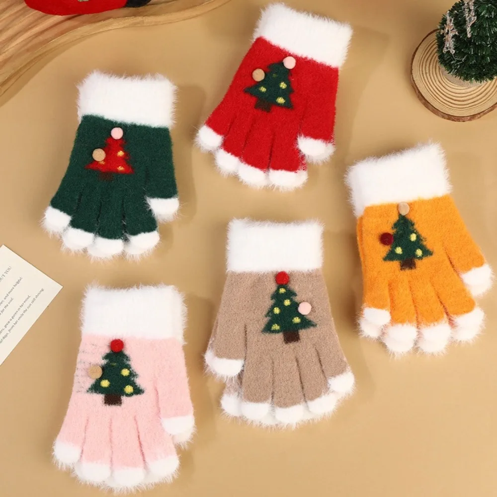 

Warm Knitted Touchscreen Gloves for Kids Cute Winter Children's Mittens Baby Boys Girls Thermal Fingerless Gloves New Christmas