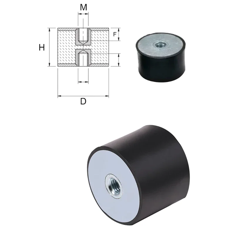 1Pcs M3 M4 M5 M6 M8 M10 M12 M16 M20 DD-Type Female-Female Thread Rubber Shock Absorber Isolation Mount Damper Dia10-150mm