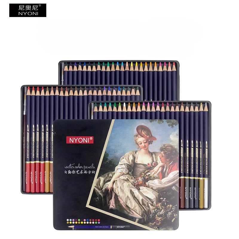 Premium Watercolor Pencils 12/24/48/72 Colors Quality 4.2mm Soft Core Leads Water-Soluble Pencil In Tin Box for Beginner Artists