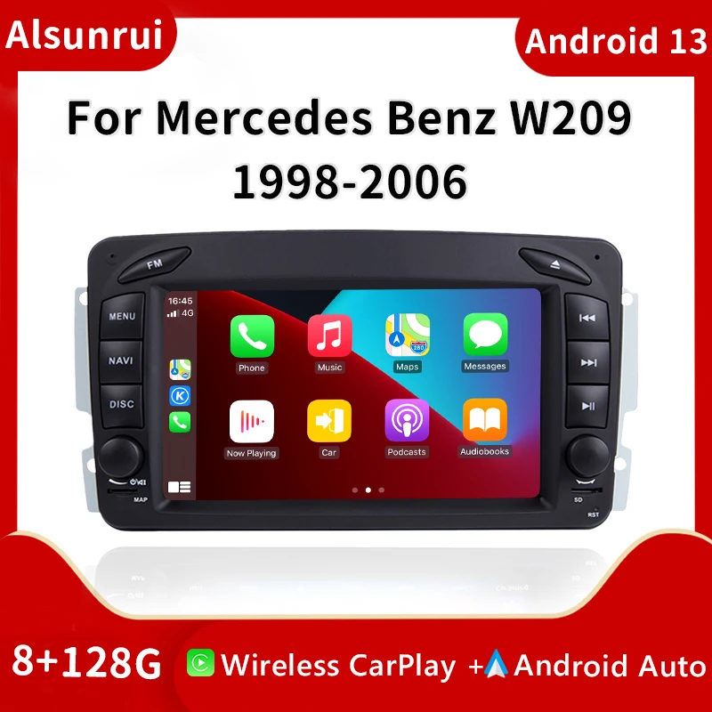 AutoRadio 2 Din Android 13 For W203 Mercedes Benz Vito W639 W168 VaneoClk W209 W210 M/ML Multimedia Audio Stereo GPS Carplay 4G