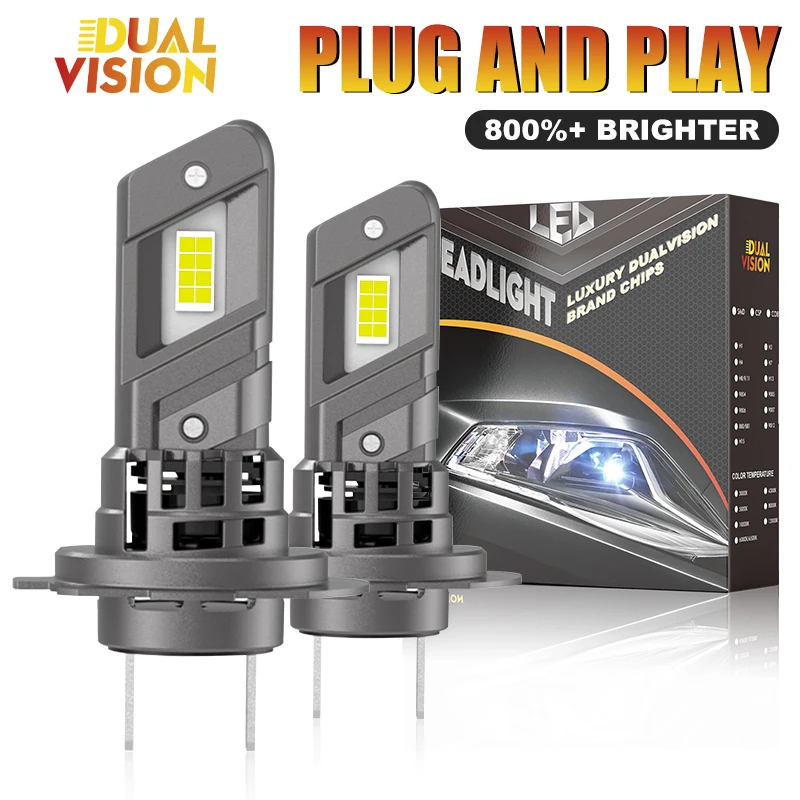 Dualvision H4 H7 LED Headlight Bulb HB4 HB3 H11 Wireless 300W 6000K for Car Headlamp 30000LM  Turbo Lamps 12V 2Pcs