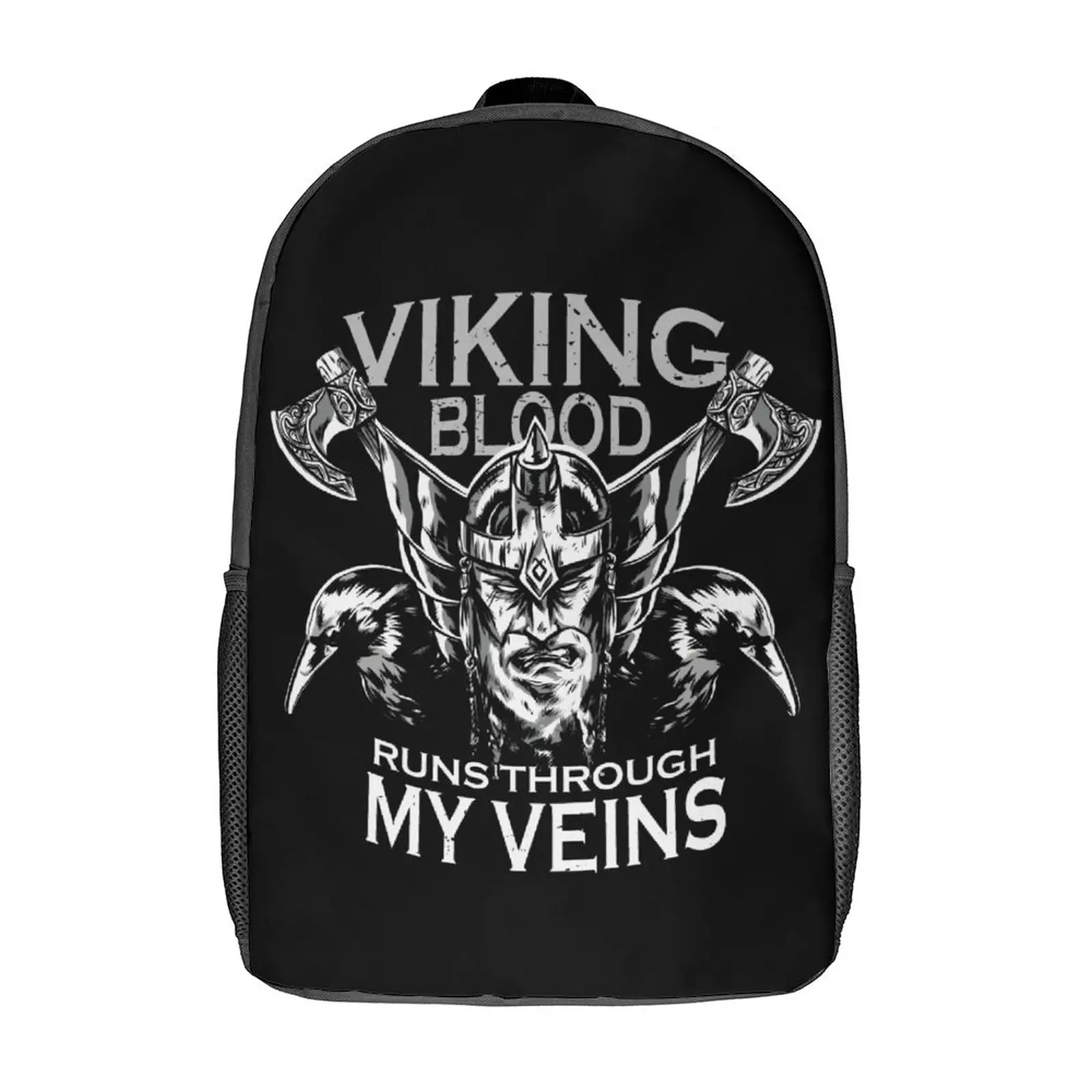 

Viking Blood Runs Through My Veins Vikings G Firm Snug Knapsack 3 in 1 Set 17 Inch Backpack Lunch Bag Pen Bag Schools Top Qualit