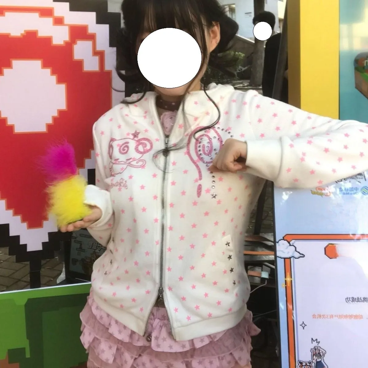 Subculture Sweet Cool Y2K Little Devil Hoodie Women's Spring Autumn Design Slimming Cardigan Outerwear Long Sve