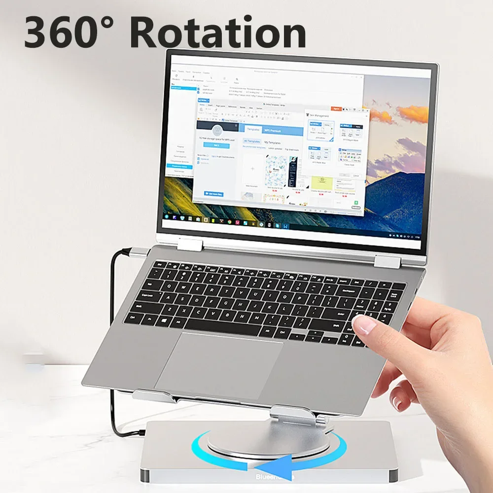 

KEBIDUMEI 10 in 1 Laptop Bracket Docking Station USB3.0 PD100W HDMI 4K 60Hz Gigabit Network Card Reader Universal Rotating Stand