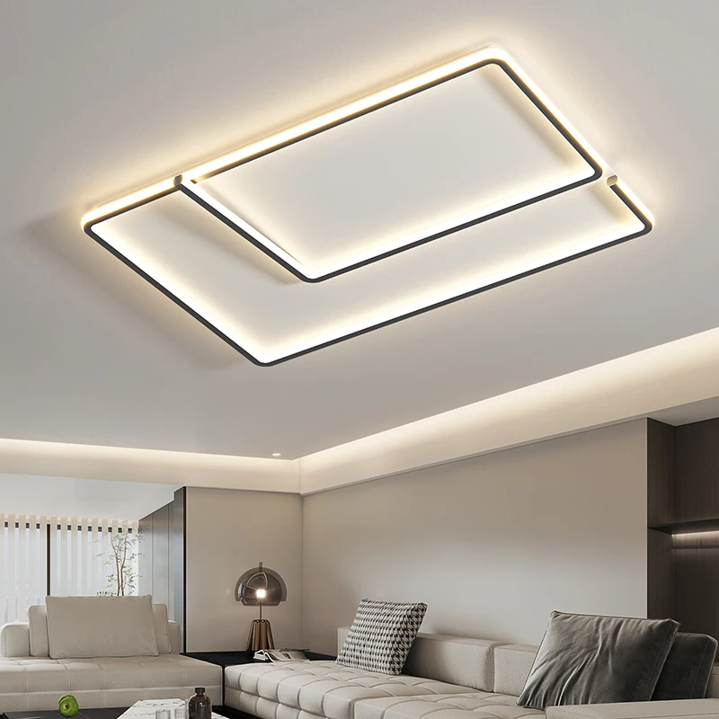 

Simple Modern Living Room Lamp Atmosphere Led Chandeliers Ultra-thin Rectangular Lamp Nordic Bedroom Decoration Ceiling Lights