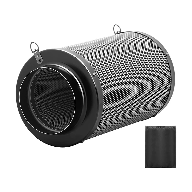 Air carbon filter black 10cm x 30cm for inline fans, hydroponics, and planting sheds