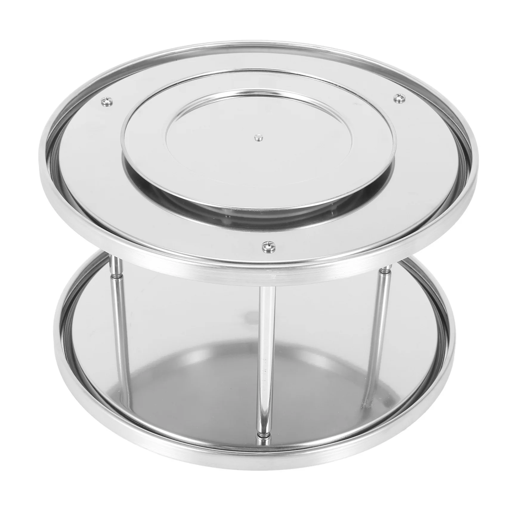 ABGH-2X Spice Rack Stainless Steel Organizer Tray 360 Degree Turntable Rotating 2 Stand
