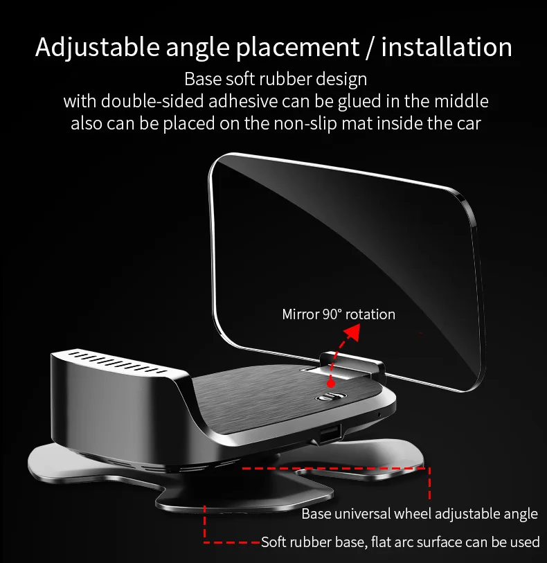 Smart Car HUD Display with Navigation Projection, Wireless Music Streaming and Multi-Function Dashboard