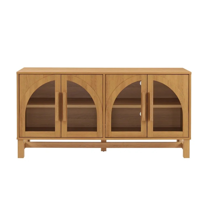 

Безопасный французский ретро обеденный боковой шкаф из цельного дерева, средний антикварный бревенчатый цвет, стеклянный шкаф для телевизора