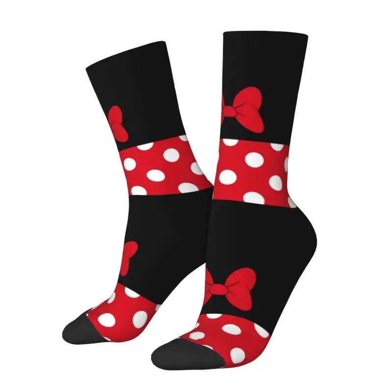 Cartoon Minnie Men Women Crew Socks Unisex Funny Animated Polkadots Spring Summer Autumn Winter Dress Socks