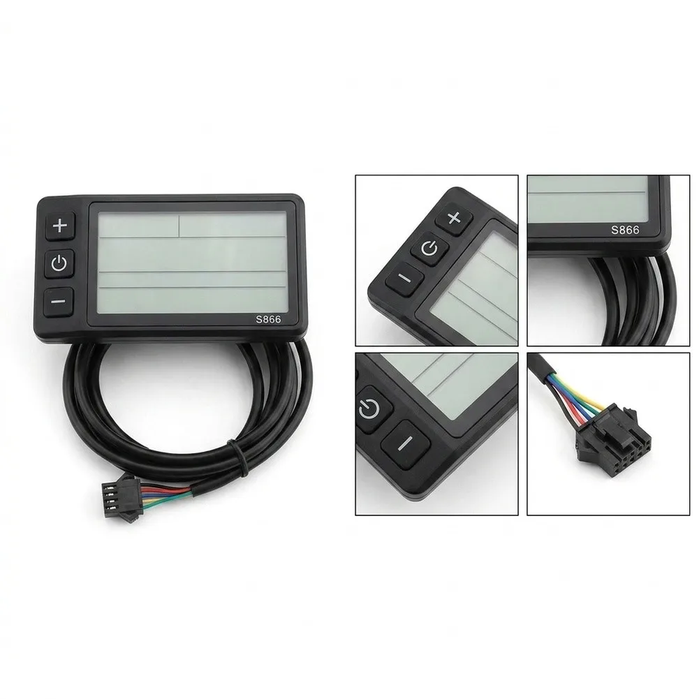 S866 Multi-Display LCD for E-Bike and Scooter Real-Time Metrics Speed Mileage Assist Fault for code Black ABS Housing
