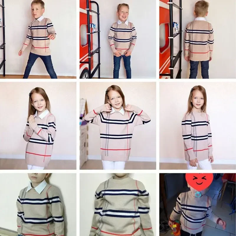 1-8T Toddler For Boy Girl Kids Sweater Vest Autumn Winter Warm Cardigan Top Long Sleeve Plaid Sweaters Fashion Knitwear Clothes