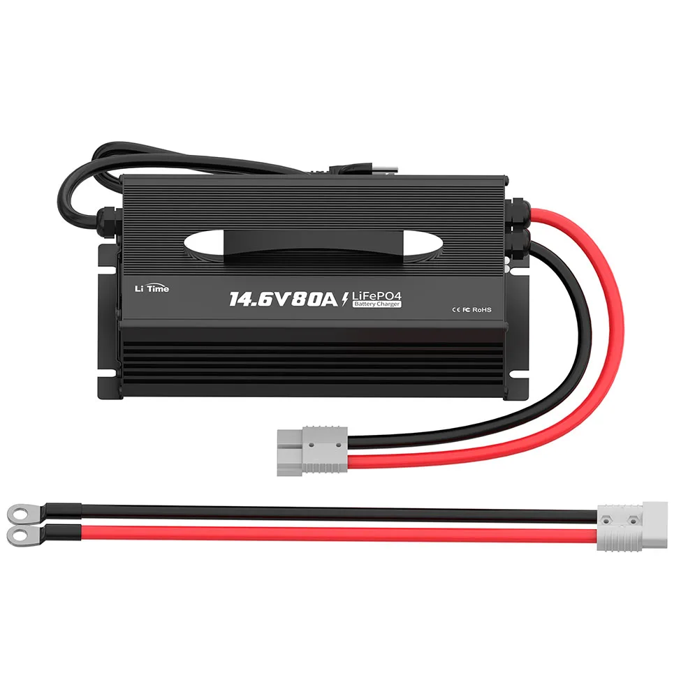 Professional 80A LiFePO4 Battery Chargers Portable Mountable 12V (14.6V) Lithium Battery Charger With 61.02 Inch Output Cable