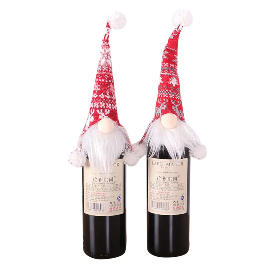 Christmas Decoration Faceless Doll Wine Bottle Holder Santa Claus Wine Bag Navidad Decoraciones Para El Hogar новогодние украшен