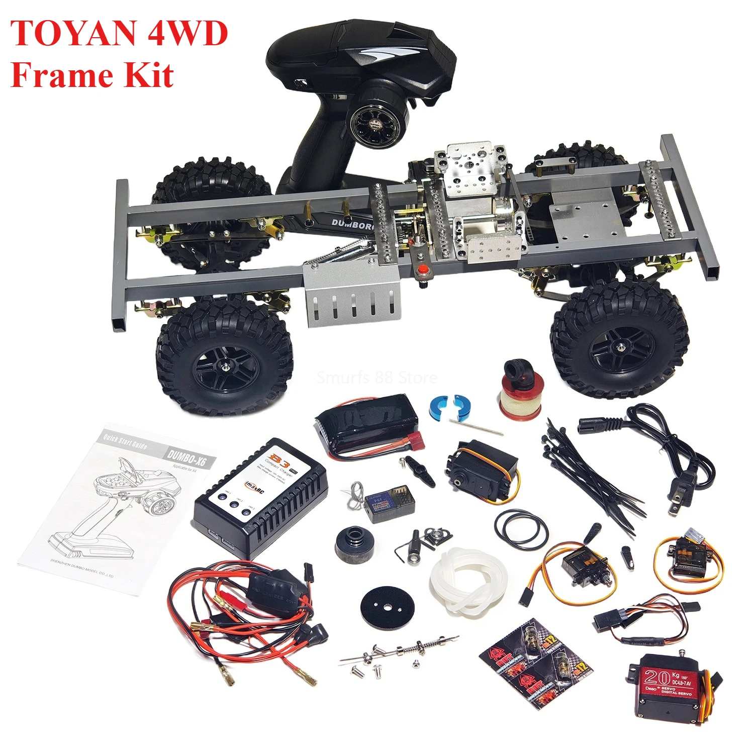 TOYAN 4WD RC Car Frame Kit Suitable for L200AC Two Cylinder Methanol Homemade Fuel Model Remote Control Car Chassis Gearbox Toys