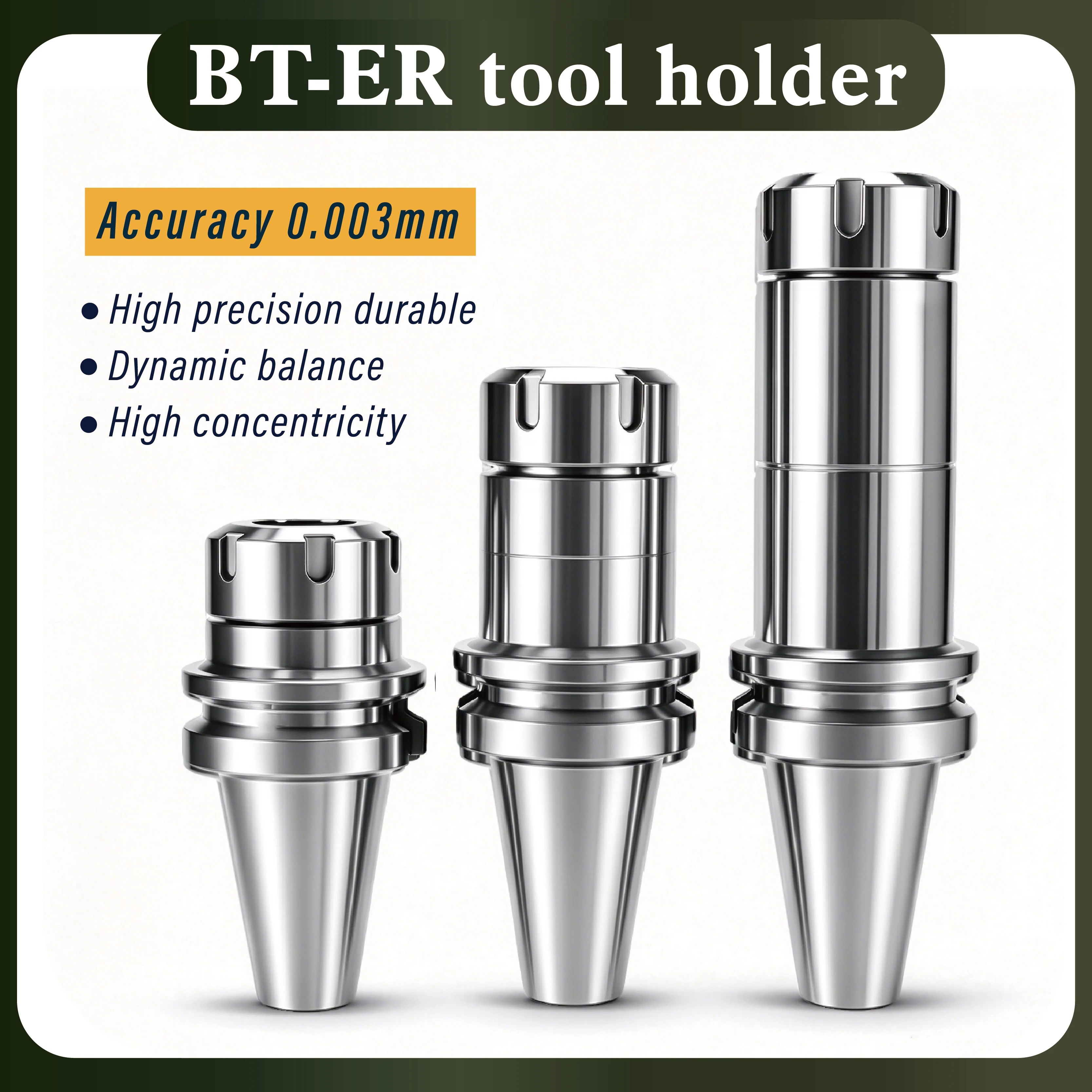 BT30/40/50 ER Collet Chuck Tool Holder High Precision 0.003mm G2.5 Dynamic Balance CNC Milling Machine Spindle Taper Shank