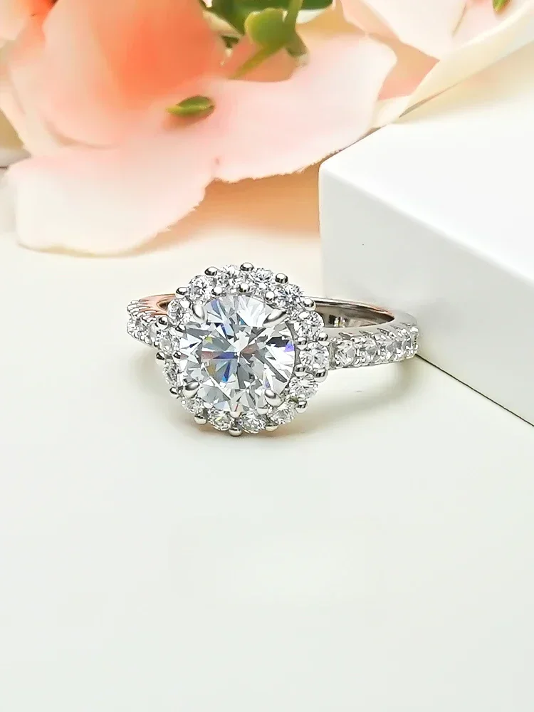 Light Luxury S925 Silver White Diamond Ring Set with High Carbon Diamond Temperament Niche Design Engagement Women's Jewelry