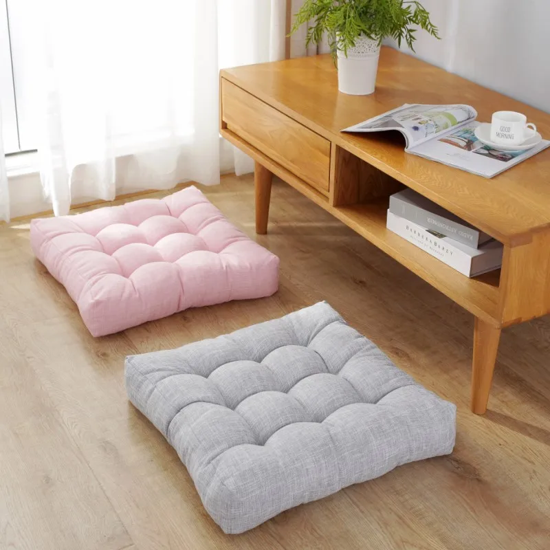 Quadratisches großes Boden kissen Sitzkissen Baumwoll leinen getuftetes dickes Boden kissen für erwachsene Kinder Pad Stuhl kissen für zu Hause