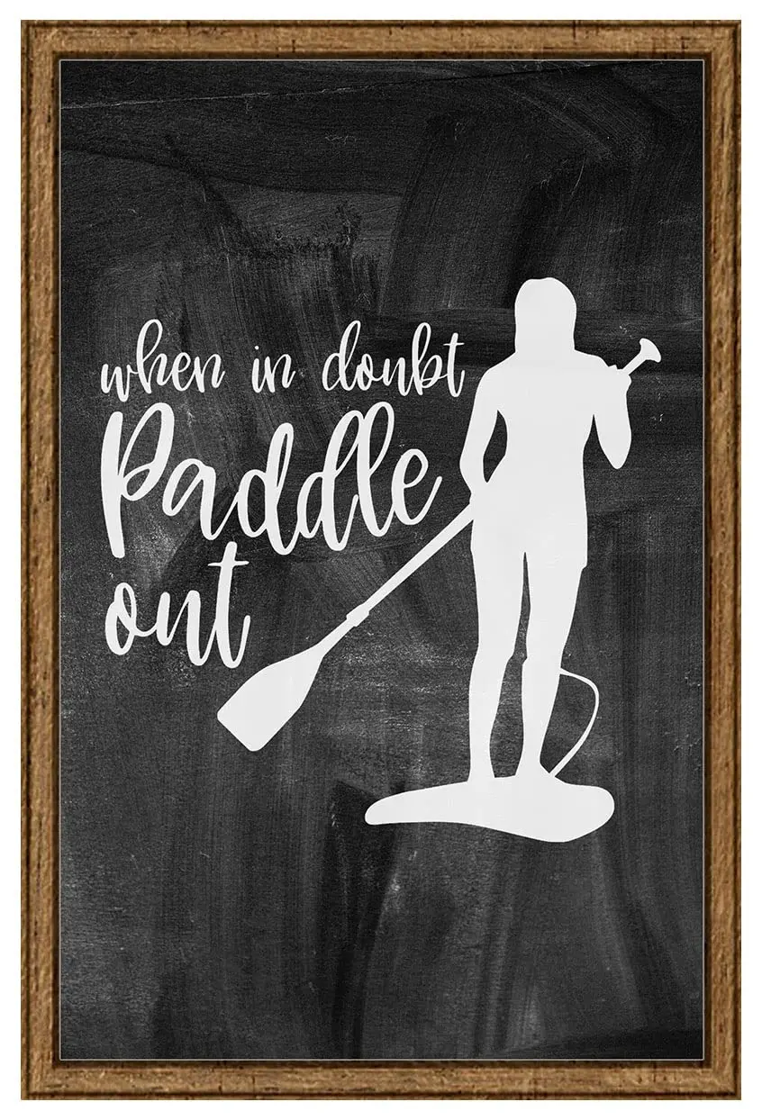 INKFREELY When in doubt paddle out cursive funny paddle boarding water girl Tin Sign Chalk Board Wall Art Decor Funny Gift Large