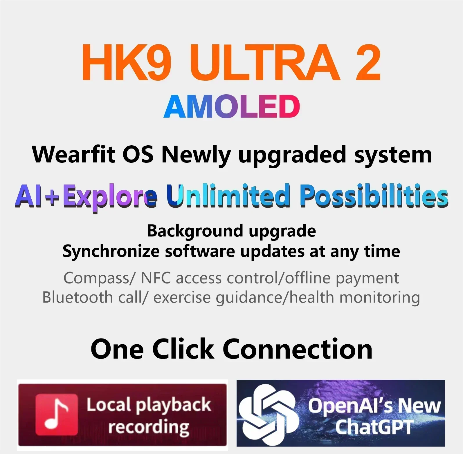 Hk9 ultra 2 amoled smart watch männer chatgpt kompass nfc smartwatch lokale musik sport uhr für android ios hk8 pro aktualisiert 2024