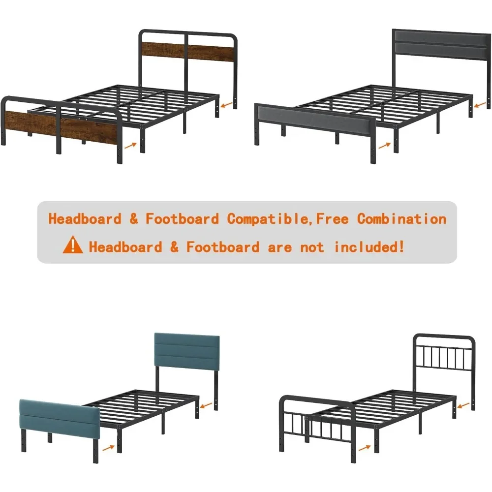 Platform Metalen Bed Frame Volledig Zware Stalen Lamellenmatras Fundering, Geen Boxspring Nodig, Eenvoudige Montage