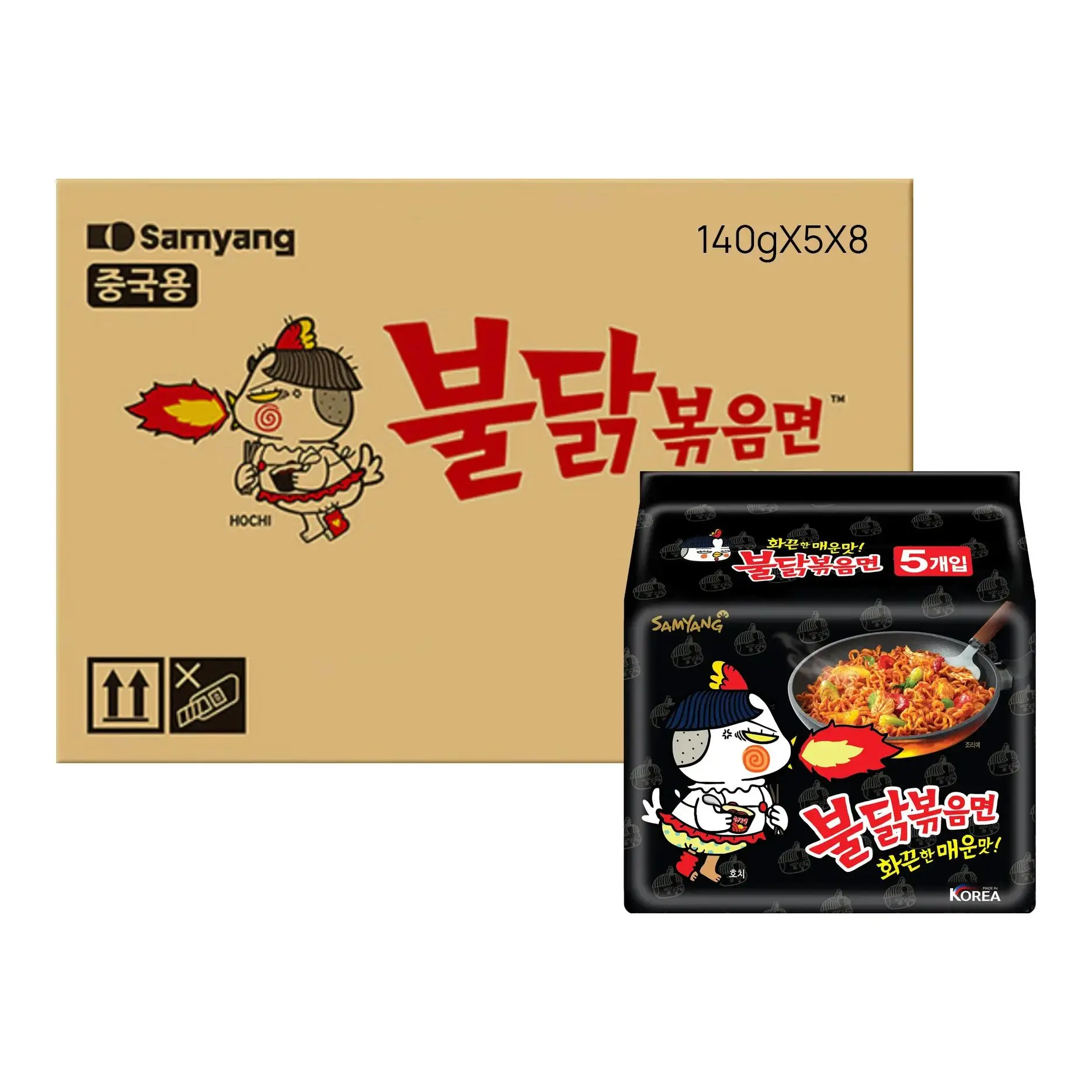 Samyang-fideos picantes súper calientes, paquete de 40, 140g por paquete, Carbo Buldak