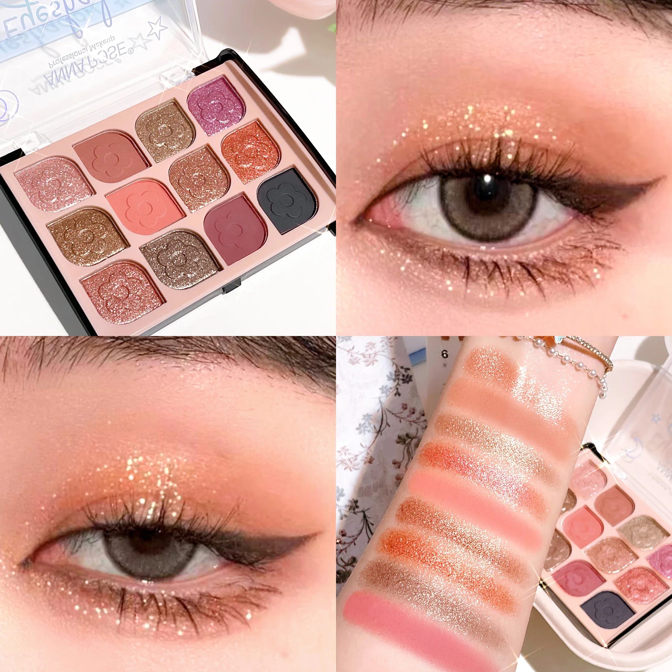 12-Color Eyeshadow Disc, Pearl Blush, High-gloss Grooming Aegyo Sal Integrated Eyeshadow Disc, Eyeshadow Makeup Disc.