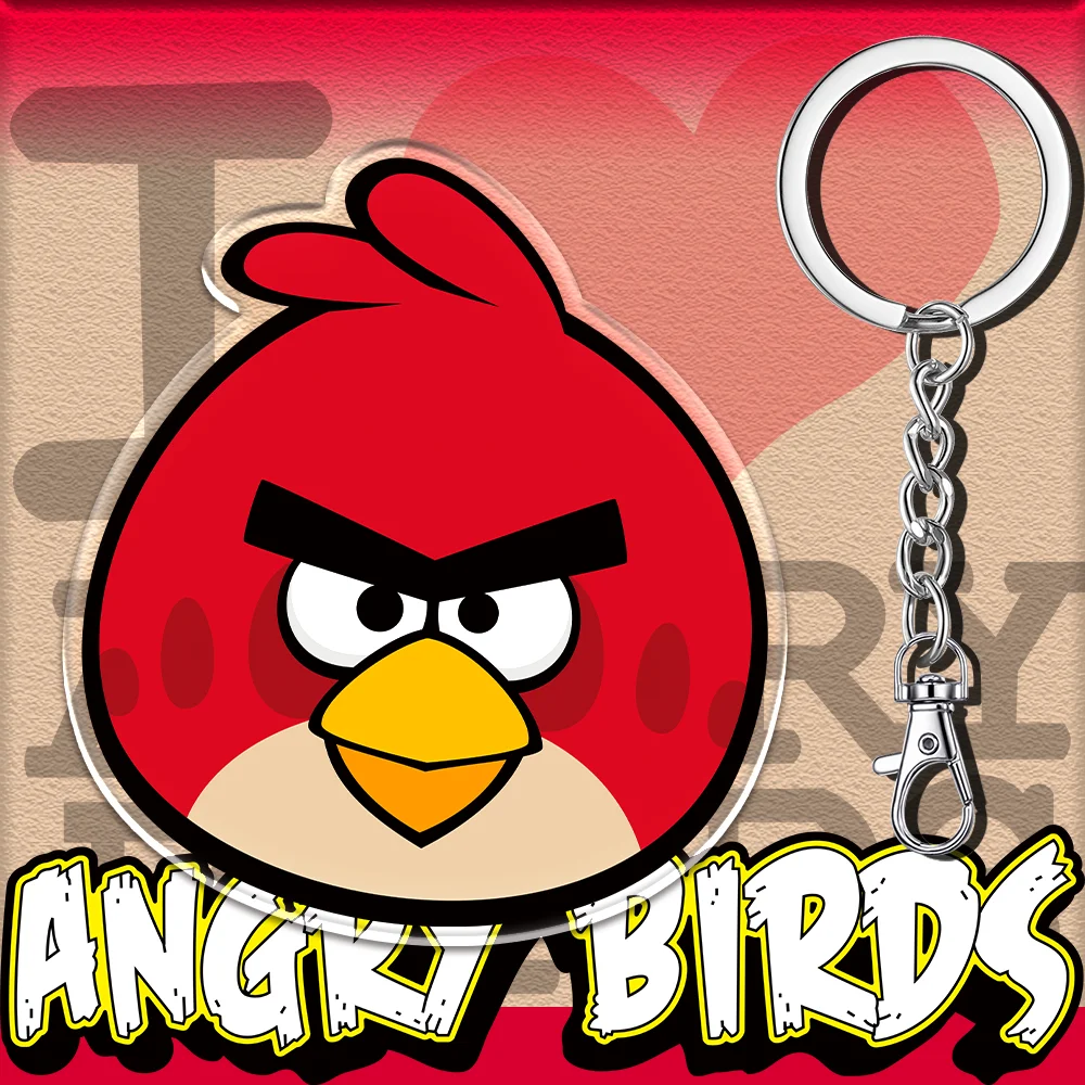 12cm Angry Birds Acrylic Double-sided Color Keychain Anime Peripheral Accessories Backpack Mobile Phone Fun Pendant Kids Gift