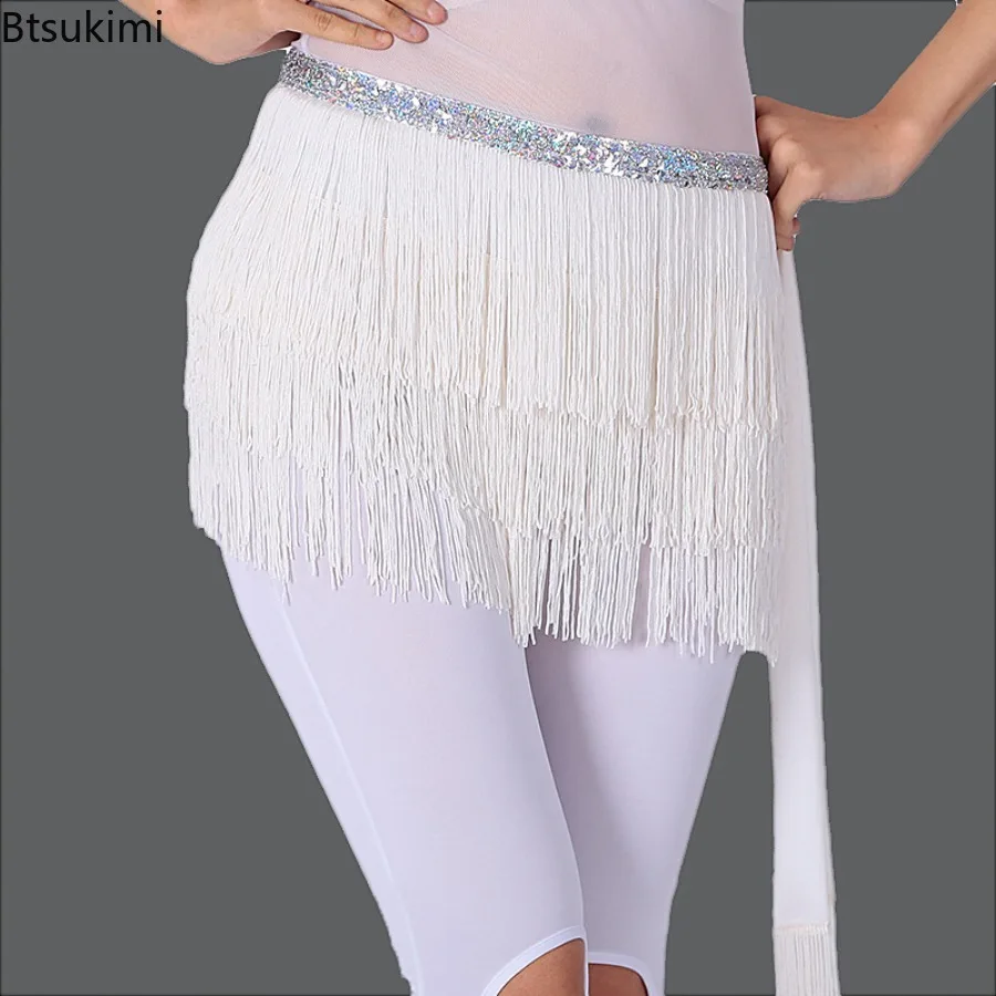 

Новая юбка для танца живота с бахромой и поясом с кисточками, короткий хип-шарф для танца живота, вечерние поясная цепочка для женщин и девочек, сценический костюм
