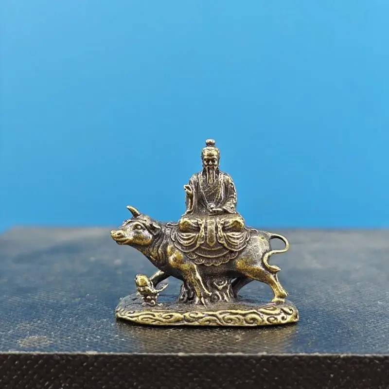 Brass Statue Of Laozi Riding An Ox Copper Statue Of Laozi Leaving The Pass Sacrificial Fish Tank, A Car Ornament