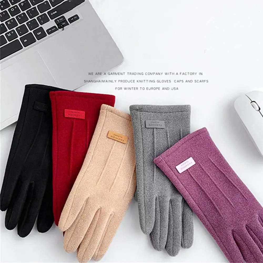 Women Touch Screen Riding Cycling Full Finger Mittens Windproof Coldproof Winter Gloves