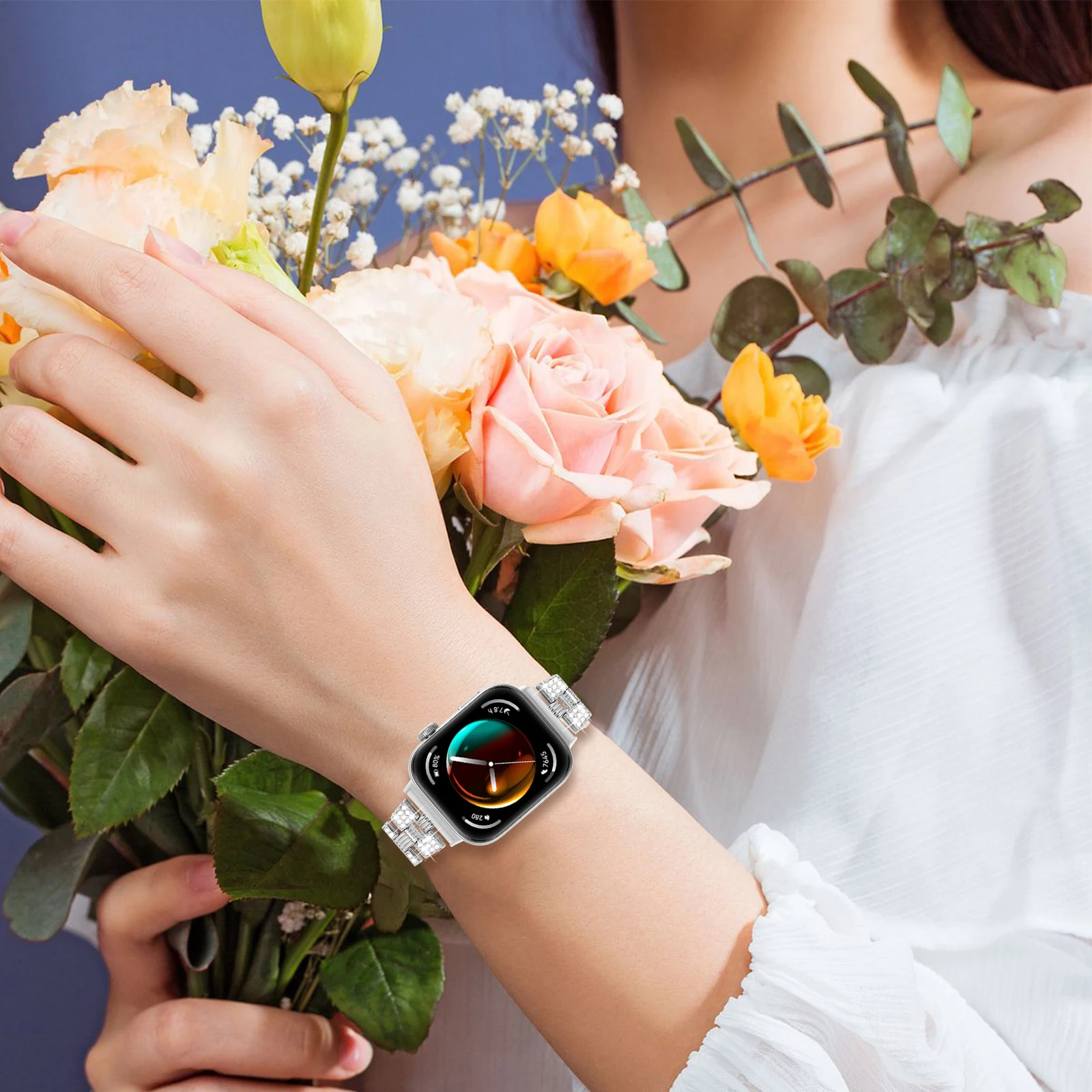 Stainless Steel band for Huawei Watch Fit 3 Strap Diamond Thread Metal Bracelet band for Huawei fit 3 Smart Watch Accessories