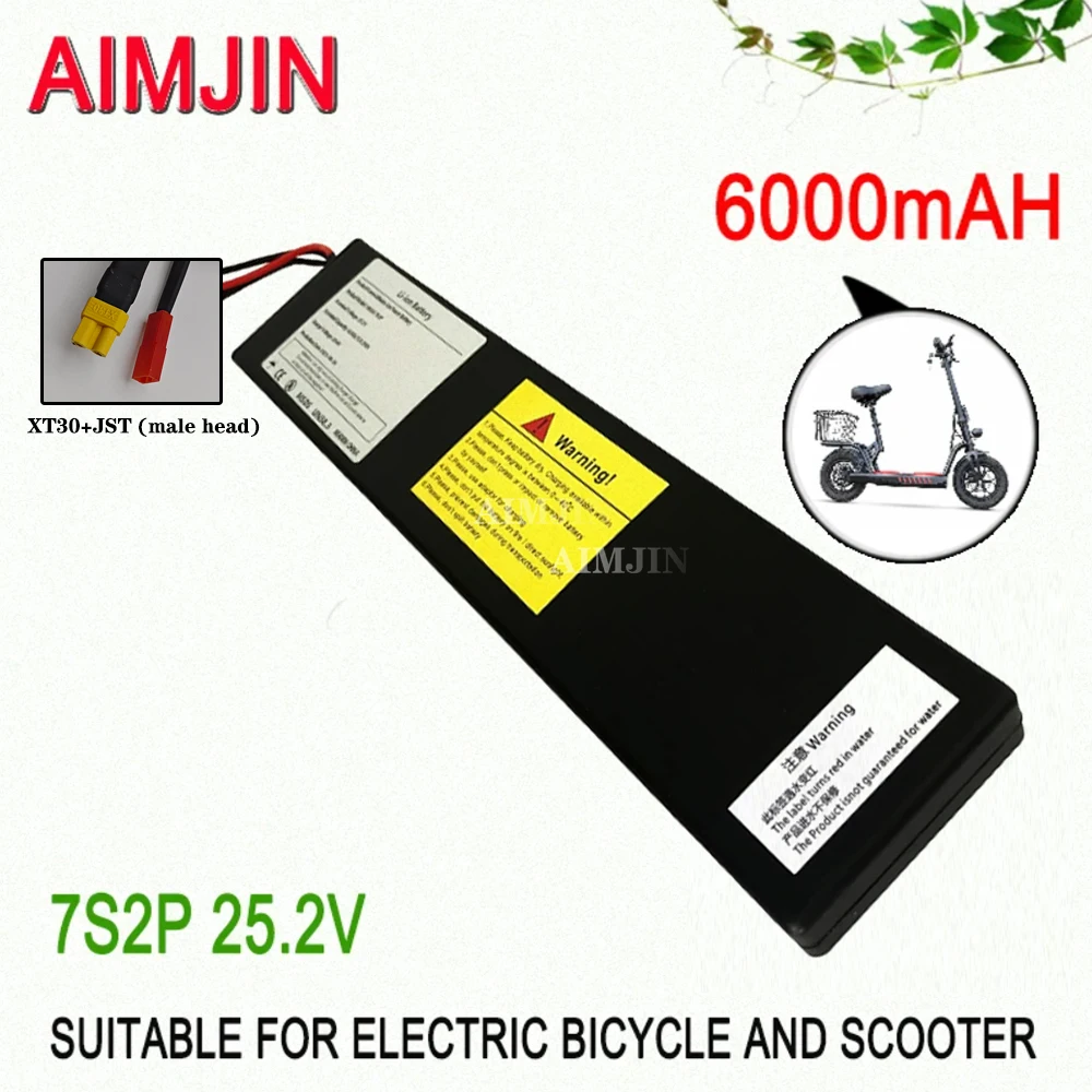 

29.4V Electric Scooter Battery with BMS 7S2P 25.2V 6000mAh 18650 Lithium-ion Rechargeable Battery Pack