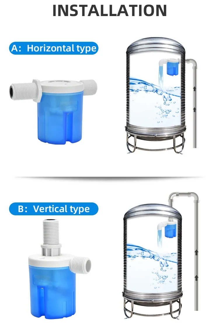 JYW 1/2'' 3/4'' 1'' New Transparent Horizontal Water Level Control Mini Valve Automatic Overflow Plunger Small Tank Valve