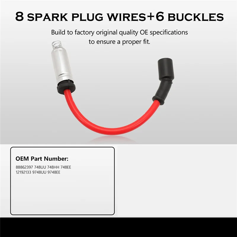 

Spark Plug Wire 88862397 748UU 748HH For GMC Cadillac Hummer Spark Plug Ignition Wire Set