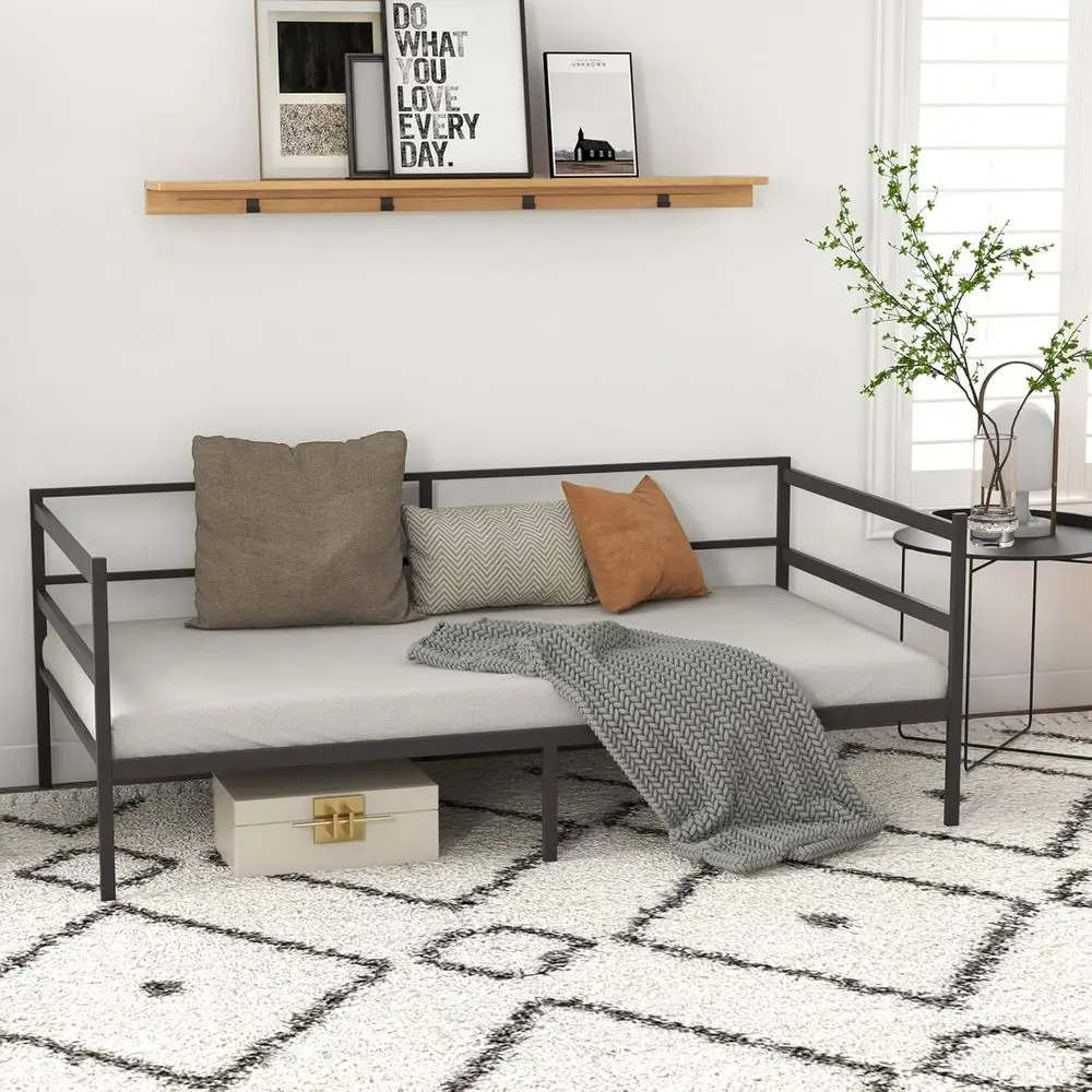 

Компактная кушетка с 16 ламелями в основании и 11 отсеками для хранения, идеально подходит для гостиной или спальни, простая сборка, черный цвет