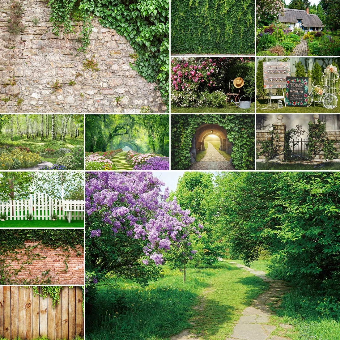 

MOON.QG Natural Rustic Woodland Archway Garden Path Wonderland Backdrop Photography Wedding Party Home Background Photo Studio