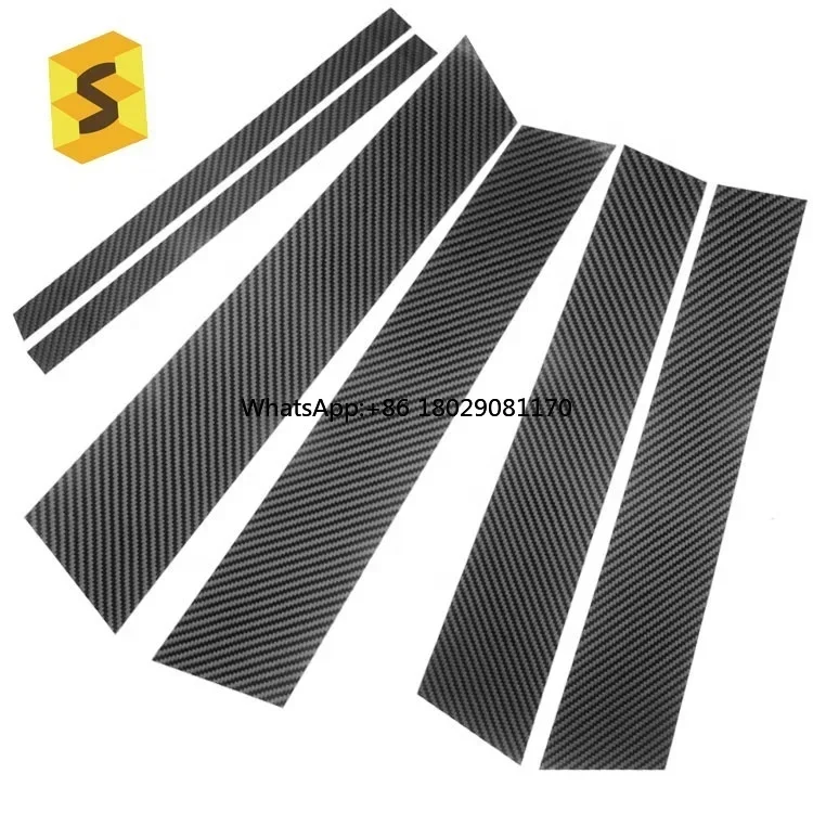 

3K Real Carbon Fiber Decorate Car Door Window B Pillar Cover Sticker For Benz GLA 2015-2018