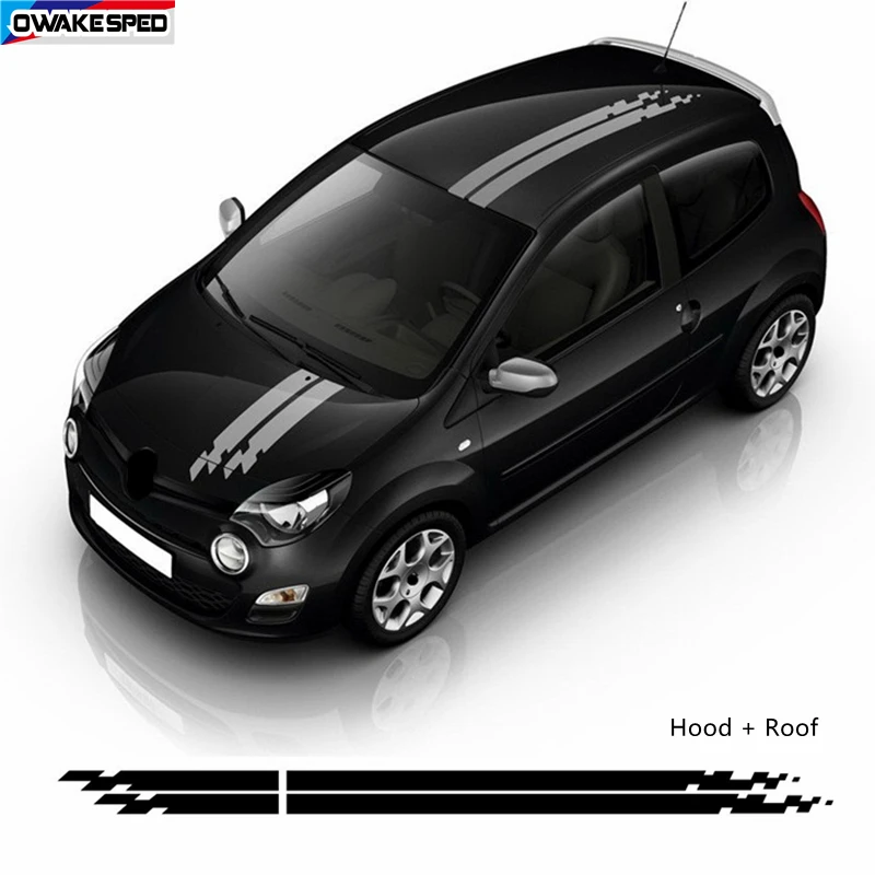

1set Car Hood Roof Sticker Racing Sport Stripes For Renault Twingo Clio Auto Engine Cover Decor Vinyl Decal Automobile Body Film