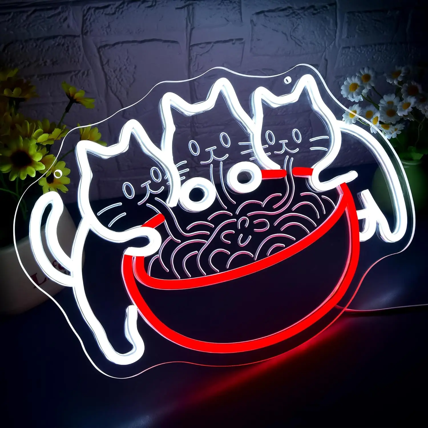 رامين القط الشعرية النيون نحت ضوء تسجيل جدار ديكور ل عكس الضوء رامين مطعم قاعة الطعام المطبخ كهف البيت رجل الكهف H