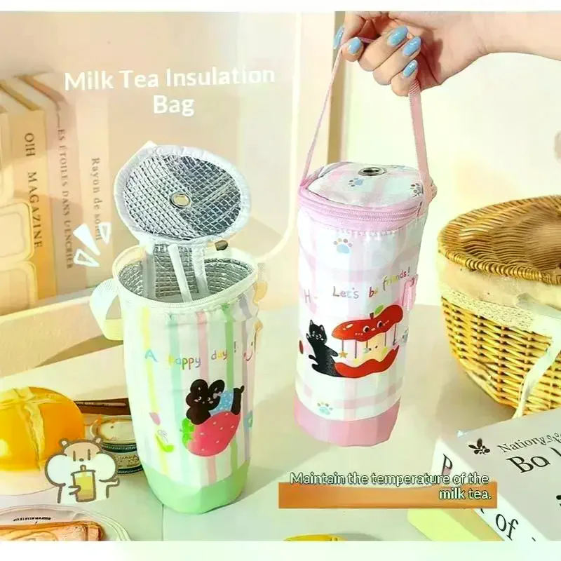 Portable Milk Tea Tote Bag Heat Preservation Bag Eco-friendly Handbag Carrying Insulated Cup Cover Tumbler Cup Accessories