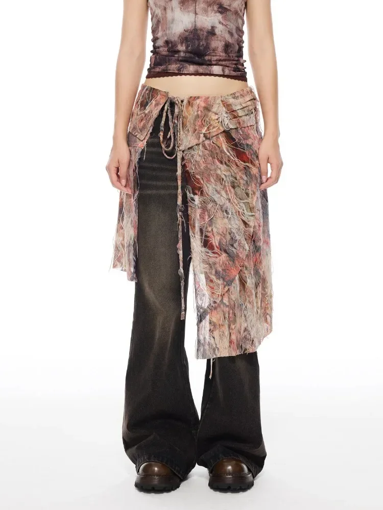 

Корейская винтажная многослойная милая юбка с принтом, милая Y2k, повседневная модная юбка в стиле Харадзюку, уличная одежда, сказочные женские нерегулярные Mujer Faldas