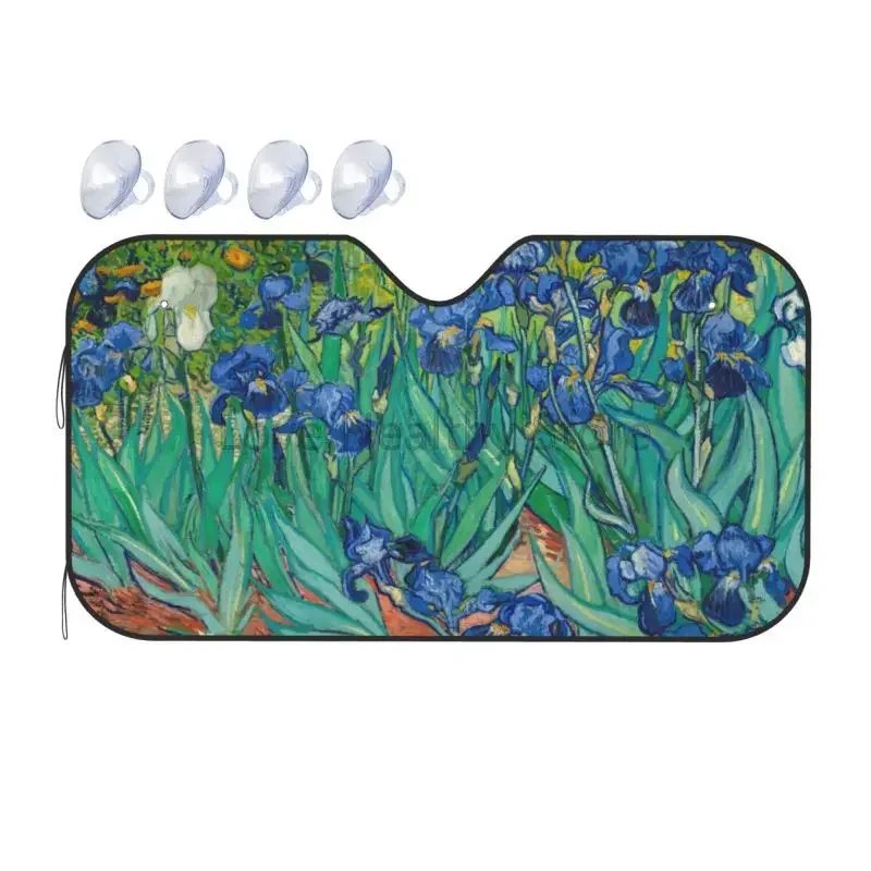 

Irises By Oil Paintings Принт Автомобильный солнцезащитный козырек Солнцезащитные козырьки Блоки УФ-лучей Теплозащита Складной передний лобовое стекло Солнцезащитный козырек