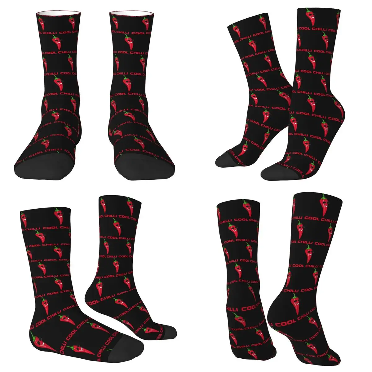 All Seasons Crew Stockings Cool Chilli With Sunglasses Pattern Socks Casual Long Socks for Men Women Valentine's Day Gifts